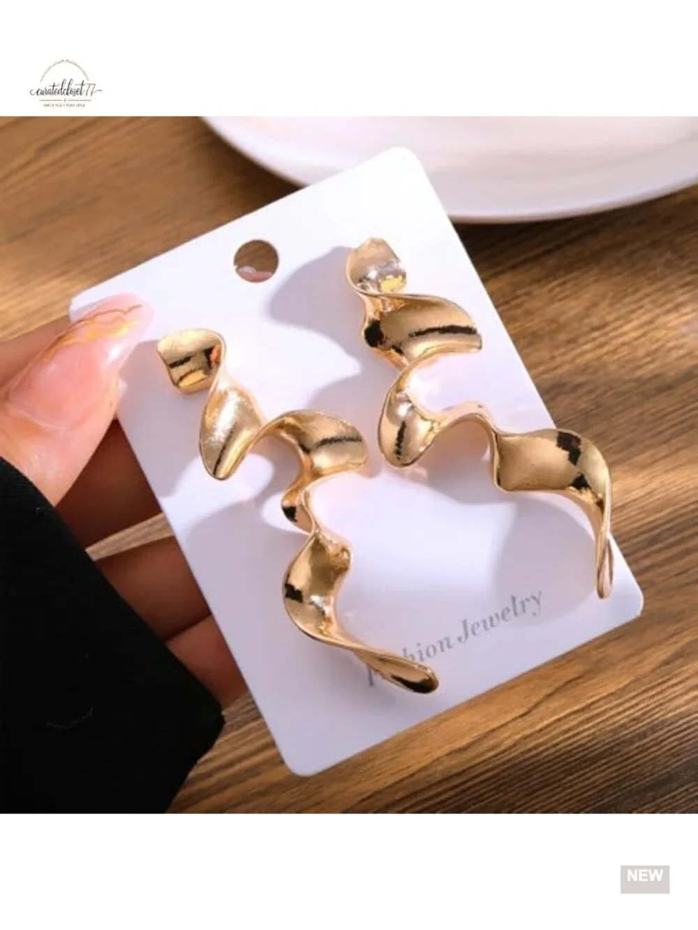 14k Gold Irregular Geometric Drop Dangle Earrings